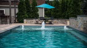 Geometric Pool with Tanning Ledge Bubblers