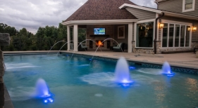 Geometric Pool with Water Features and LED Lighting